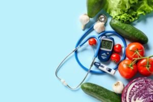 Tools to manage diabetes, diet, blood glucose monitor, and doctor